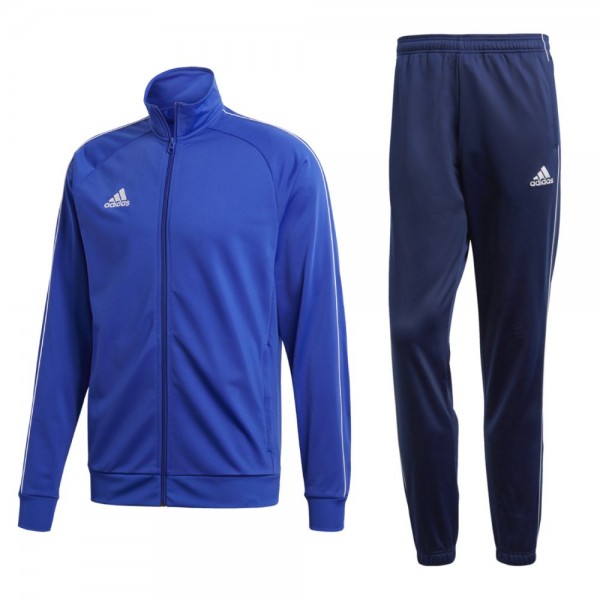 Adidas Fußball Core 18 Polyesteranzug Jacke Hose Kinder blau
