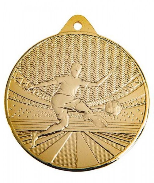 Medaille Fußball 50 mm inklusiv Band gold