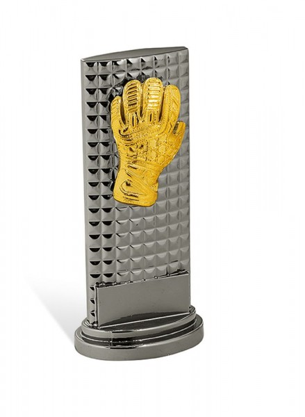 Trophäe „Torwart-Handschuh“ inkl. 30 Buchstaben Gravur grau gold