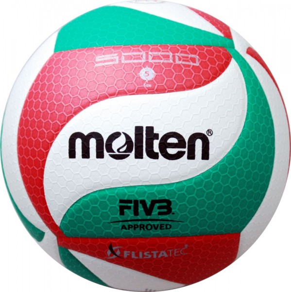 Molten V5M5000-DE Volleyball Wettspielball weiß grün rot Gr 5