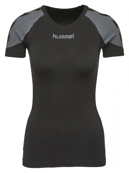Hummel First Comfort Kurzarm Trainingsshirt Mädchen schwarz grau
