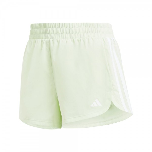 Adidas Pacer Training 3-Streifen Woven Mid Rise Shorts Damen hellgrün weiß