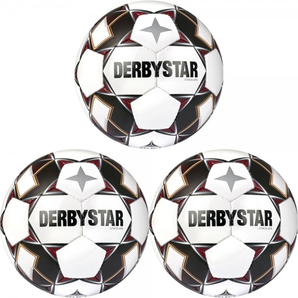 Derbystar Fußball Atmos APS v22 Spielball 3er Paket weiß schwarz rot Gr 5