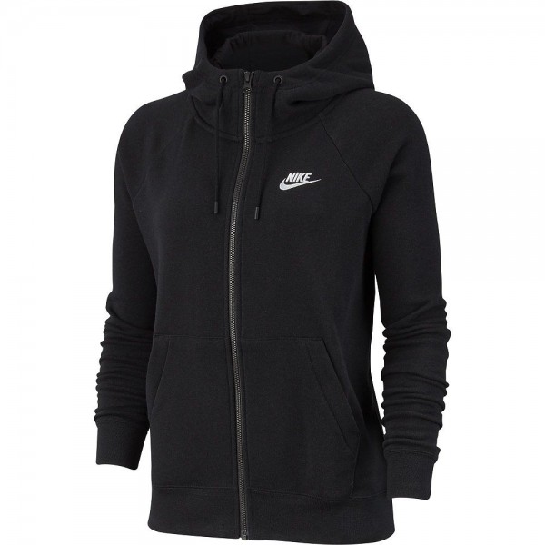 Nike Damen Sportswear Essential Fleece Jacke schwarz weiß
