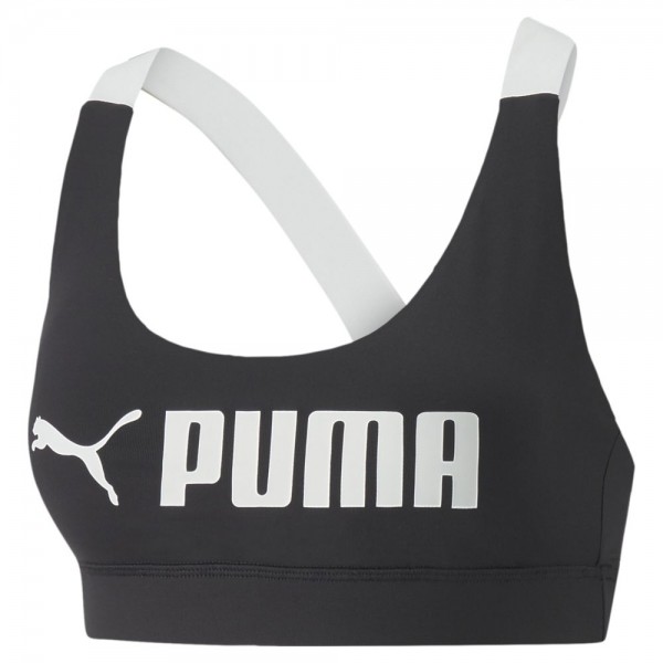 Puma Fit Mid Support Trainings-BH Damen schwarz weiß