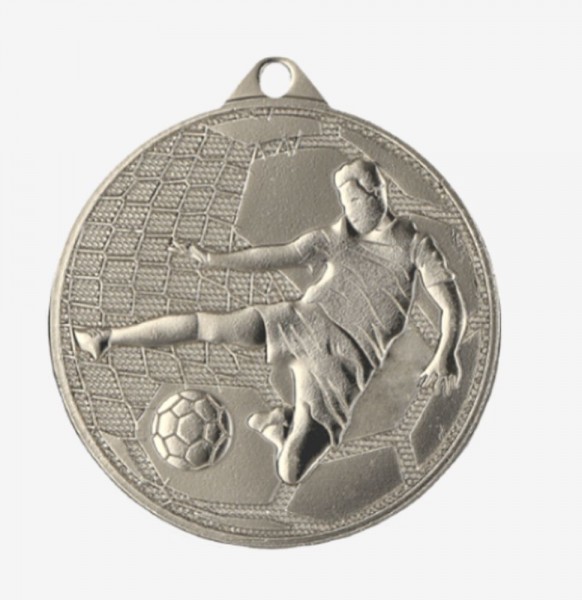 Medaille Fußball 45 mm inklusiv Band silber