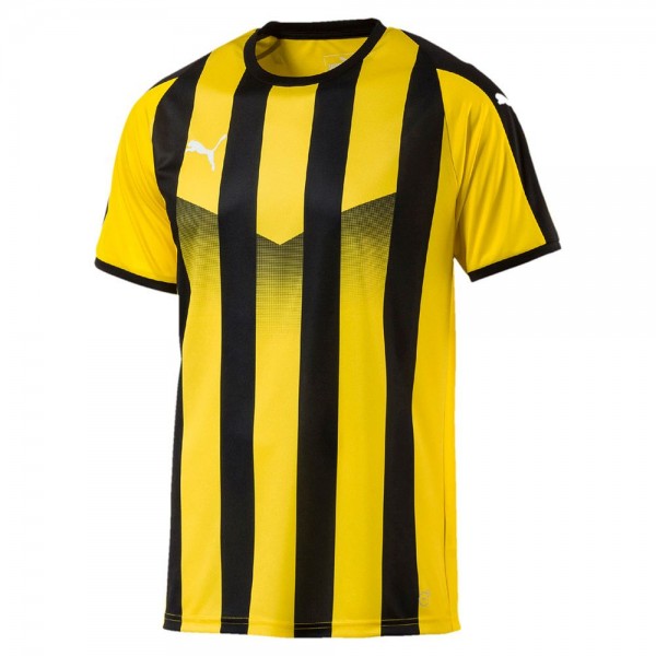 Puma Fußball Liga Striped Trikot Kinder Streifen Kurzarmshirt gelb schwarz