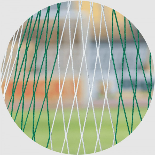 Huck Sport Fußballtornetze Jugendtornetze diagonal 2farbig 4 mm stark Fußballnetz Tornetz grün weiß
