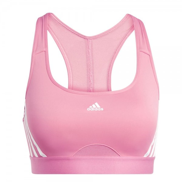 Adidas Powerreact Training Medium-Support 3-Streifen Sport-BH Damen pink weiß