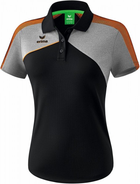 Erima Fußball Handball Premium One 2.0 Poloshirt Frauen Trainingsshirt Polohemd schwarz grau orange