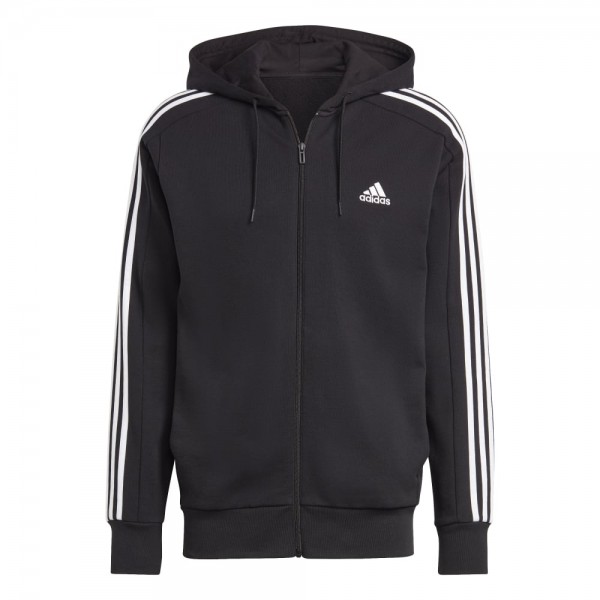 Adidas Essentials French Terry 3-Streifen Kapuzenjacke Herren schwarz weiß