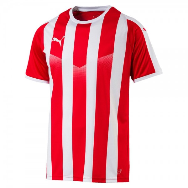 Puma Fußball Liga Striped Trikot Streifen Herren Kurzarmshirt rot weiß