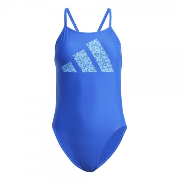 Adidas 3 Bar Logo Print Badeanzug Frauen blau weiß
