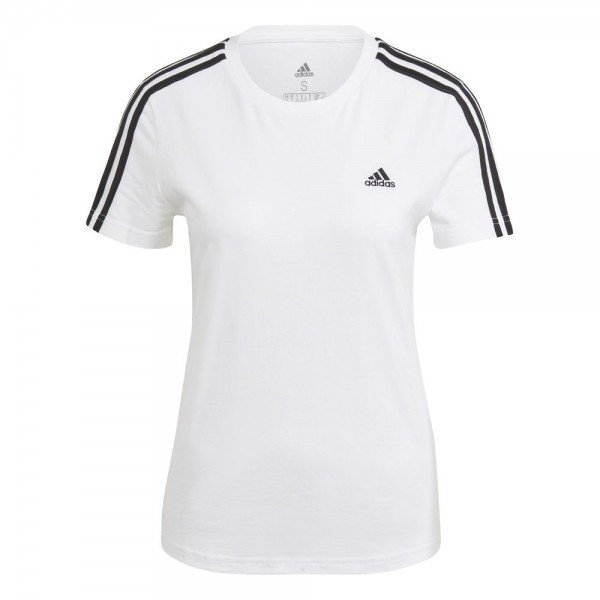 Adidas Essentials Slim 3-Streifen T-Shirt Damen weiß schwarz