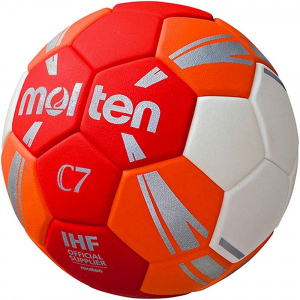 Molten Handball C7 H2C3500-RO Spielball rot orange weiß silber Gr 2