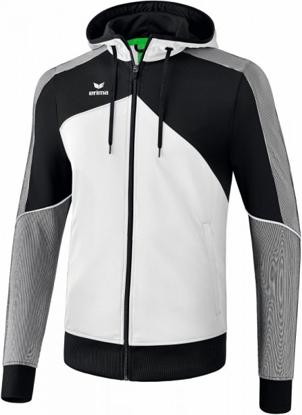 Erima Fußball Handball Premium One 2.0 Trainingsjacke mit Kapuze Herren weiß schwarz