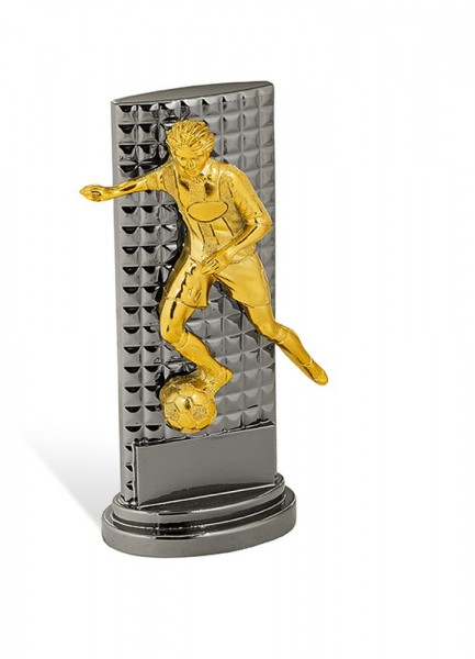 Trophäe „Fußballspieler“ inkl. 30 Buchstaben Gravur grau gold