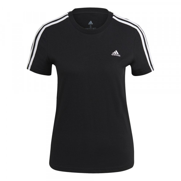 Adidas LOUNGEWEAR Essentials Slim 3-Streifen T-Shirt Damen schwarz