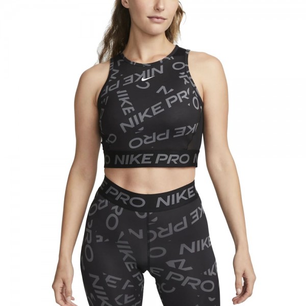Nike Pro Dri-FIT Kurztanktop mit Print Damen schwarz grau