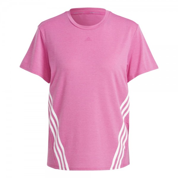 Adidas Train Icons 3-Streifen T-Shirt Damen semi lucid fuchsia weiß