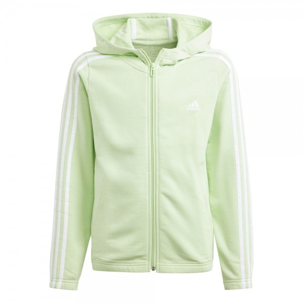 Adidas Essentials 3-Streifen Full-Zip Kapuzenjacke Mädchen grün spark weiß