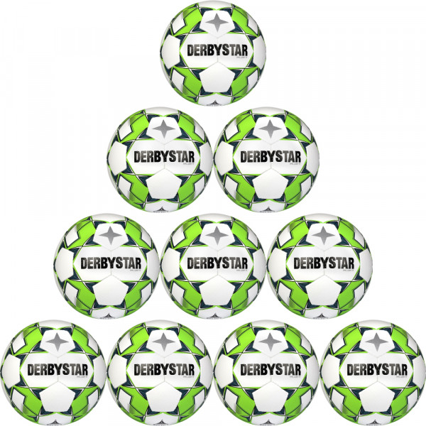 Derbystar Fußball Trainingsball Brillant TT 10er Paket weiß grün Gr 5