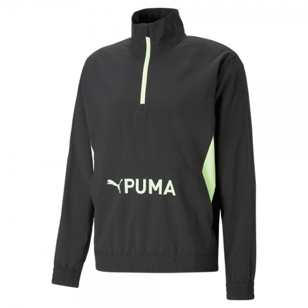 Puma Fit Woven Half-Zip Trainingsjacke Herren schwarz fizzy lime