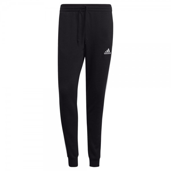 Adidas Essentials Fleece Fitted 3-Streifen Hose Herren schwarz weiß