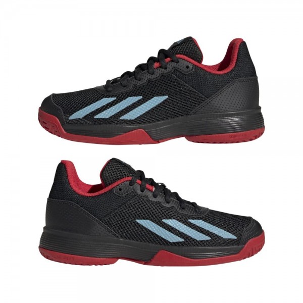 Adidas Courtflash Tennisschuhe Kinder schwarz blau scarlet