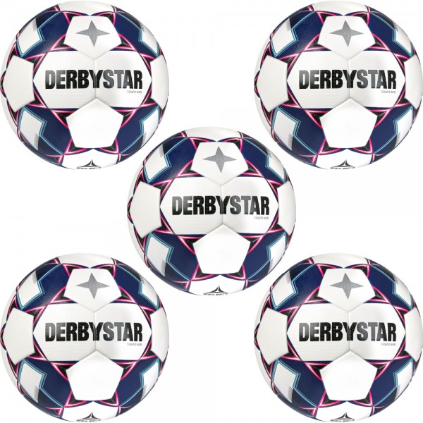 Derbystar Fußball Tempo APS v22 Spielball 5er Paket weiß blau pink Gr 5