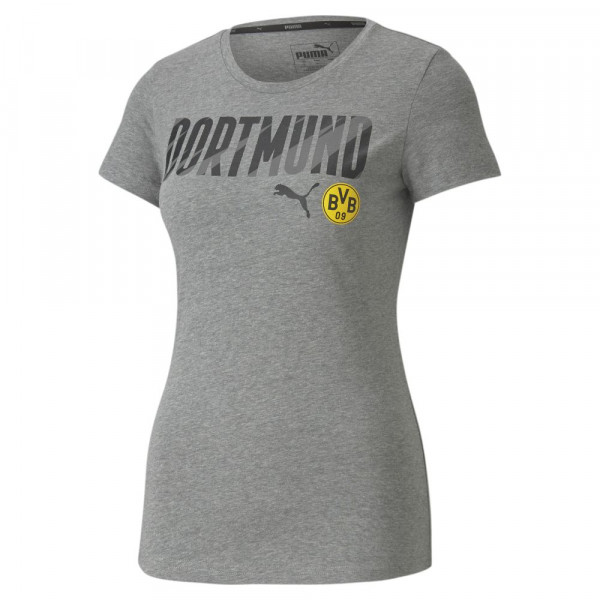 Puma Borussia Dortmund ftblCore Wording T-Shirt Damen grau gelb
