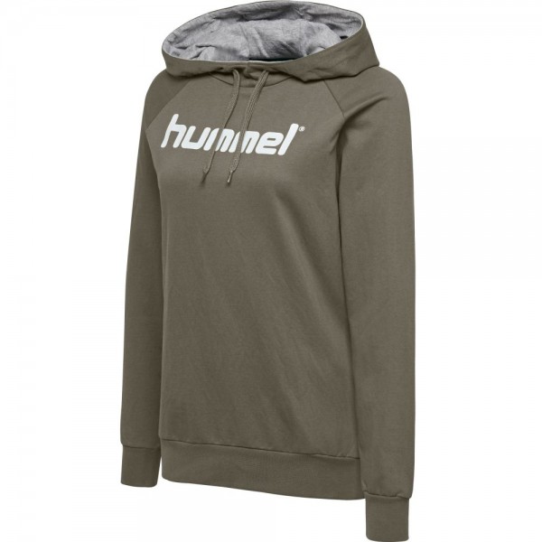 Hummel Baumwolle Logo Hoodie Damen khaki