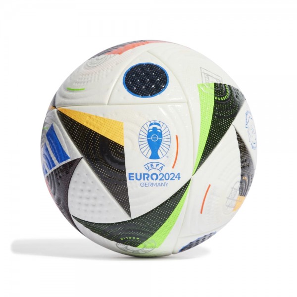 Adidas Euro 24 Pro Fußball weiß schwarz blau Gr 5