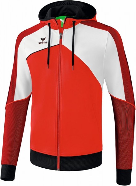 Erima Fußball Handball Premium One 2.0 Trainingsjacke mit Kapuze Kinder rot weiß
