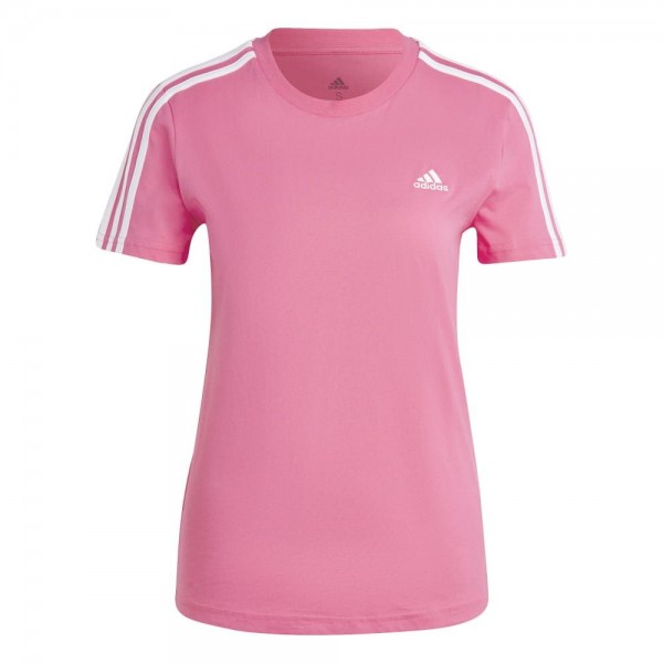Adidas LOUNGEWEAR Essentials Slim 3-Streifen T-Shirt Damen pulse magenta weiß