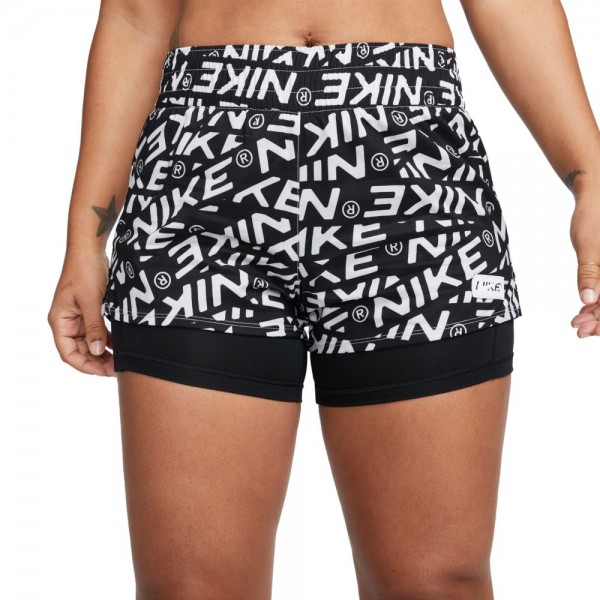 Nike One Dri-FIT 2-in-1-Shorts Damen schwarz weiß