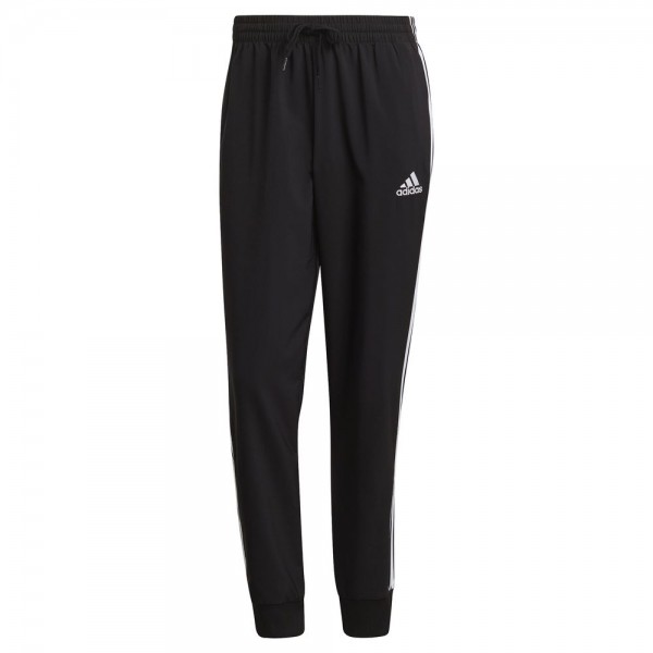 Adidas Essentials Tapered Cuff Woven 3-Streifen Hose Herren schwarz weiß