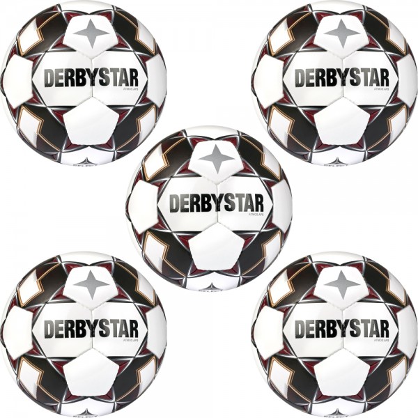 Derbystar Fußball Atmos APS v22 Spielball 5er Paket weiß schwarz rot Gr 5
