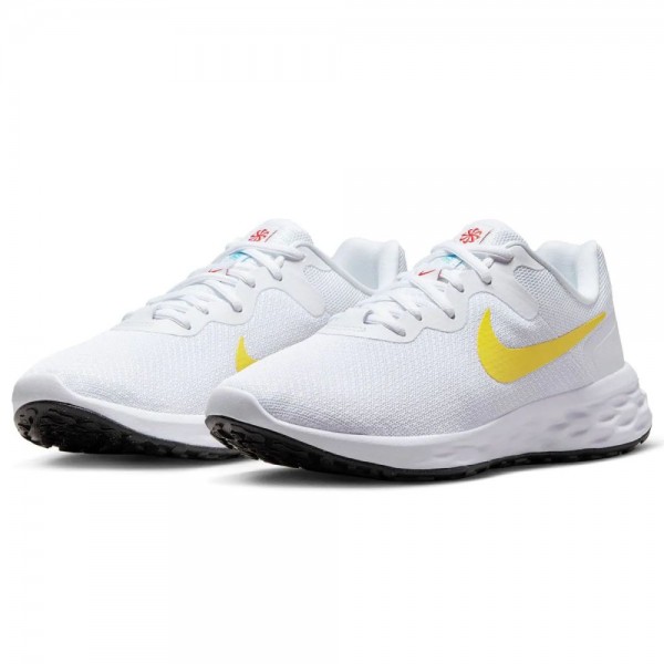 Nike Revolution 6 Straßenlaufschuhe Damen weiß gelb baltic blau