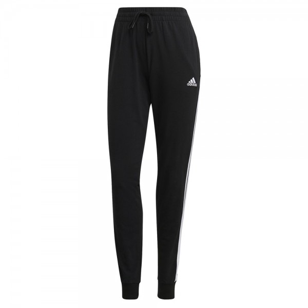 Adidas Essentials Single Jersey 3-Streifen Hose Damen schwarz weiß