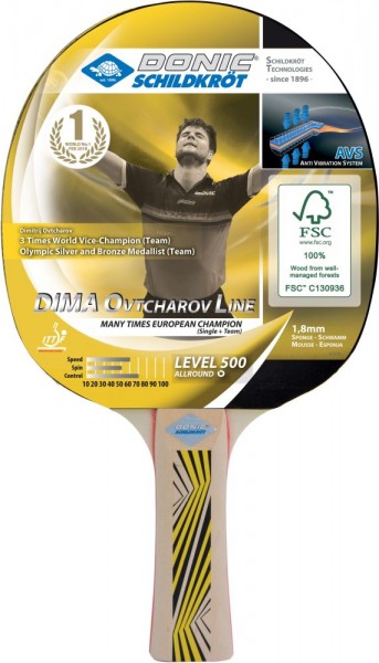 Donic-Schildkröt Tischtennisschläger Dima Ovtcharov 500 FSC gelb schwarz