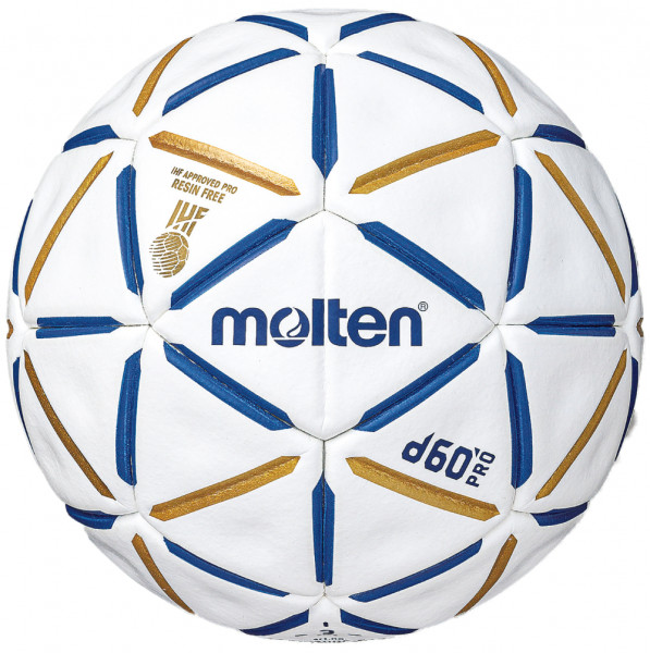 Molten Handball H3D5000-BW Top Wettspielball "d60 PRO" weiß blau gold Gr 3