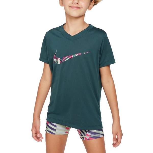 Nike Dri-FIT V-Neck T-Shirt Mädchen deep jungle