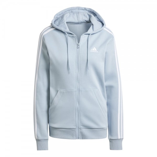 Adidas Essentials 3-Streifen Kapuzenjacke Damen hellblau weiß