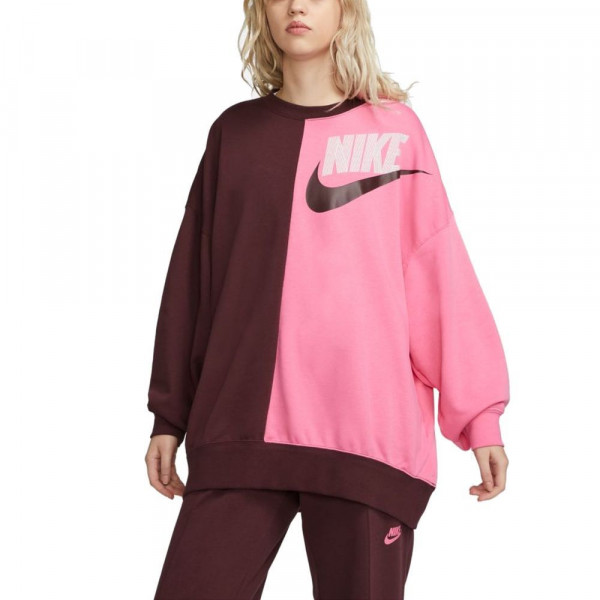 Nike Sportswear Überextragroßes Fleece-Tanz-Sweatshirt Damen dunkelrot pink