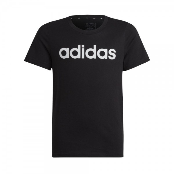 Adidas Essentials Linear Logo Cotton Slim Fit T-Shirt Mädchen schwarz weiß