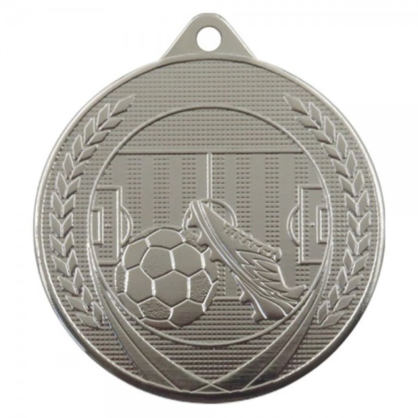 Medaille Fußballschuh 50 mm inklusiv Band silber