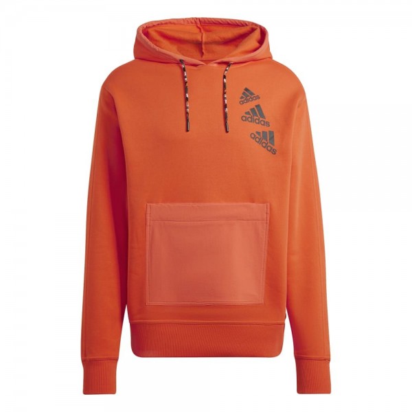 Adidas Essentials BrandLove Fleece Hoodie – Genderneutral Unisex orange schwarz