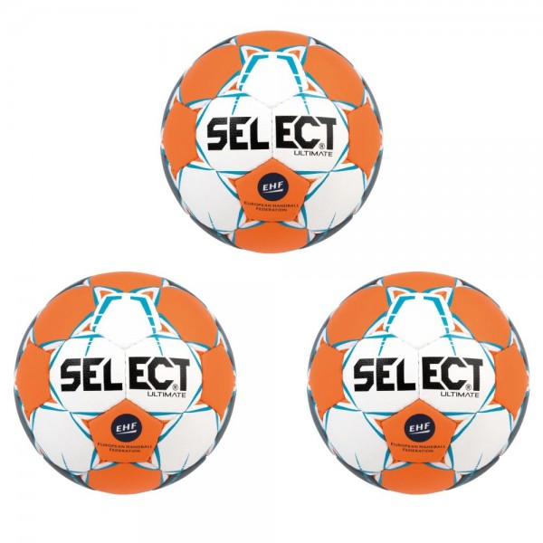 Select Handball Ultimate Ball EHF Spielball 3er Paket weiß orange blau