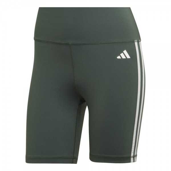 Adidas Training Essentials 3-Streifen High-Waisted kurze Tights Damen dunkelgrün weiß